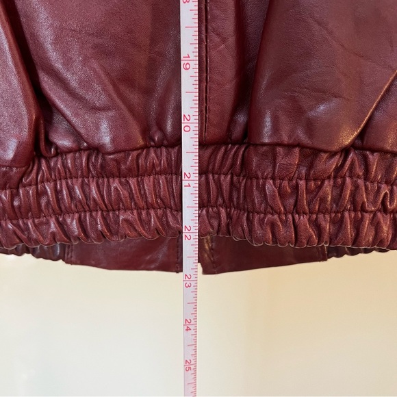 Vintage Burgundy Leather Bomber Jacket - Picture 6 of 8